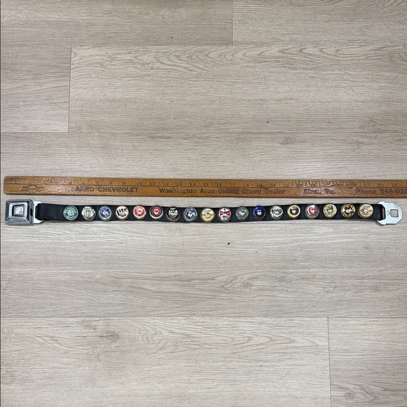 Vintage Black Beer Bottle Cap Accent Belt with Silver Buckle - Picture 5 of 8